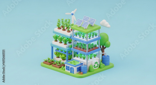 Sustainable urban farming vertical farm hydroponics and renewable energy for eco friendly living home design