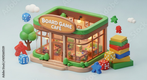 Explore the world of board games a cozy cafe with dice meeples and strategic fun for game enthusiasts