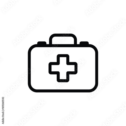 Simple outline icon of a medical first aid kit with cross
