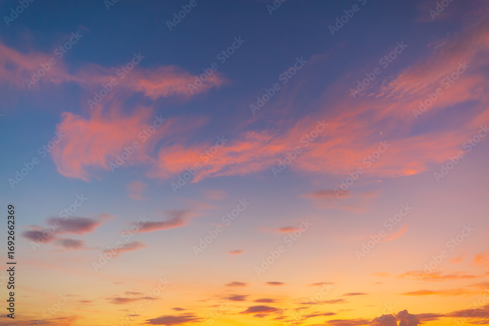 Fototapeta premium Morning cloud and sky backdrop,Beautiful Vivid Sky Painted by the Sun Leaving Bright Golden