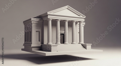Classical architecture building with columns and stairs design for architectural renderings design element