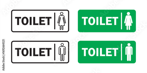 Vector icons for WC toilet signs showing men and women symbols for public bathroom service information