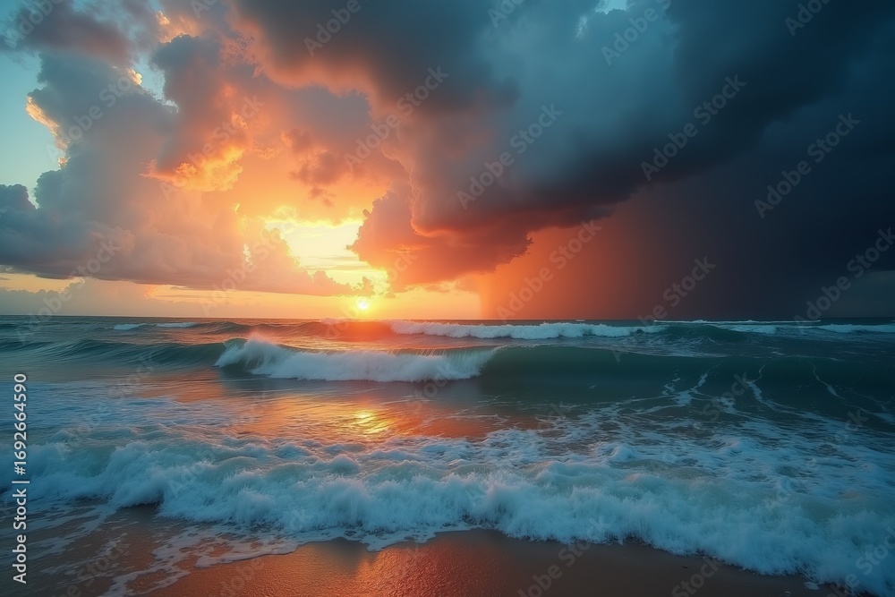 Obraz premium Dramatic Sunset with Clearing Storm HDR Seascape Batch6 img1