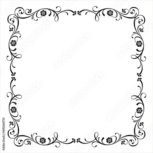 Vintage Ornamental Vector Frame – Elegant Black Vector Border, SVG