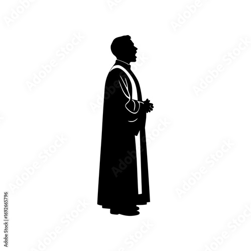 Monocolor vector silhouette of a choir singer standing, simple vector