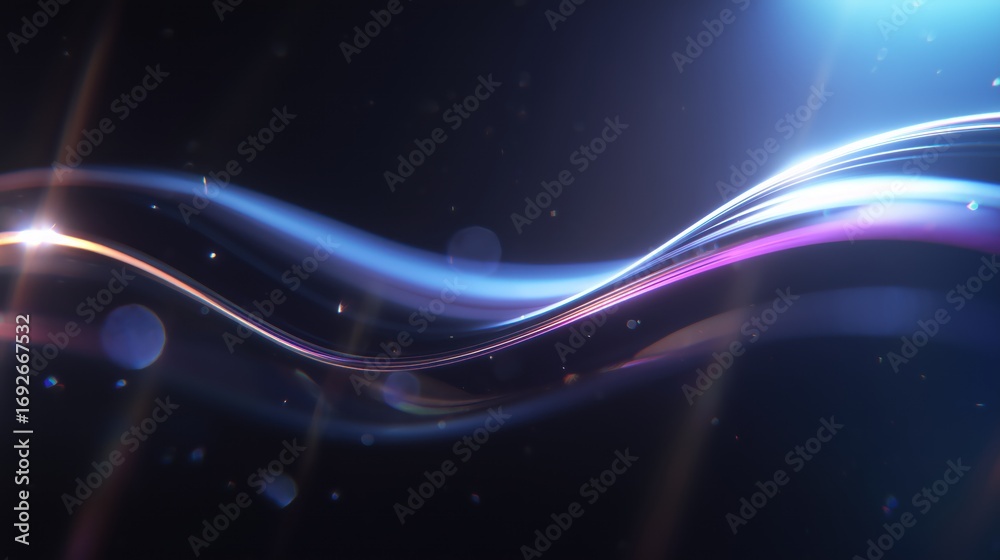 Obraz premium Dynamic Neon Light Waves on Dark Background