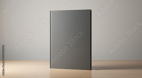 Elegant Black Book on a Wooden Table A Minimalist Mockup for Writers, Designers, and Publishers to Showcase Their Work