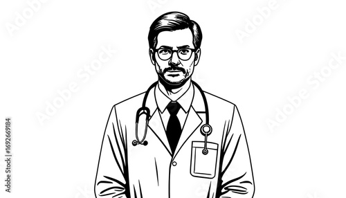 Professional doctor with stethoscope ready to provide medical care, symbolizing healthcare, wellness, and expertise, ideal for clinics and medical publications