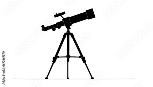 Explore the cosmos with a telescope silhouette, perfect for astronomy enthusiasts, science education, and stargazing adventures, a captivating design for science projects and space exploration