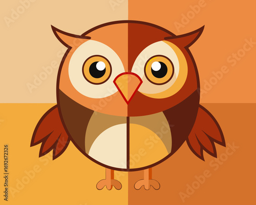 Cute geometric owl illustration with warm orange tones
