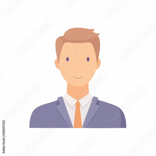 Smiling young businessman in a suit and tie flat design avatar icon vector illustration for a professional user profile