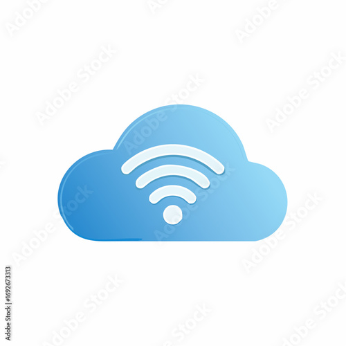 Cloud computing concept with wifi symbol. Wireless internet sign illustration