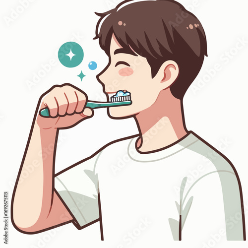 illustration of a man brushing his teeth 
