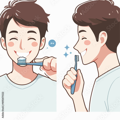 illustration of a man brushing his teeth 