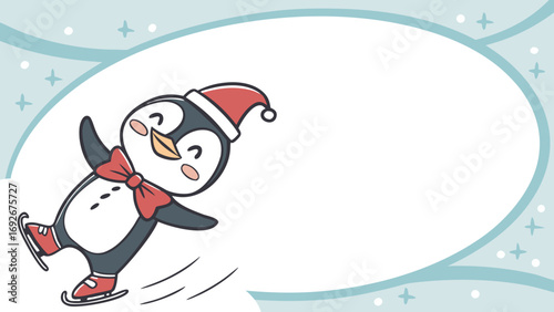 This adorable cartoon illustration of a penguin on ice skates is perfect for websites or blogs about winter holidays, greeting cards, or festive promotions.

