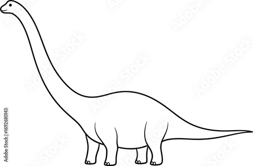 Brachiosaurus dinosaur outline drawing vector illustration art