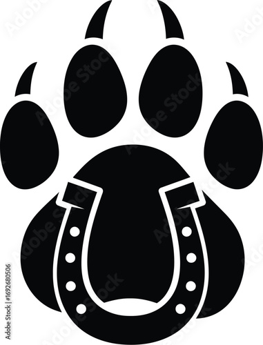 Paw print horseshoe vector graphic animal luck symbol design