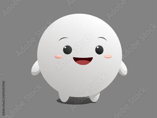 Cute white blob character with happy expression and blushing cheeks