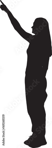 vector,ssilhouette of side view of a woman pointing finger up