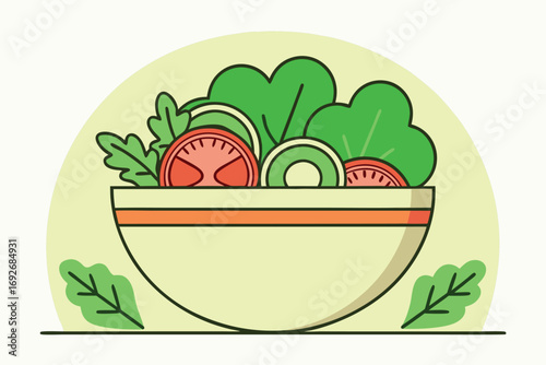 Fresh Salad In A Bowl With Tomato And Lettuce Slices food healthy