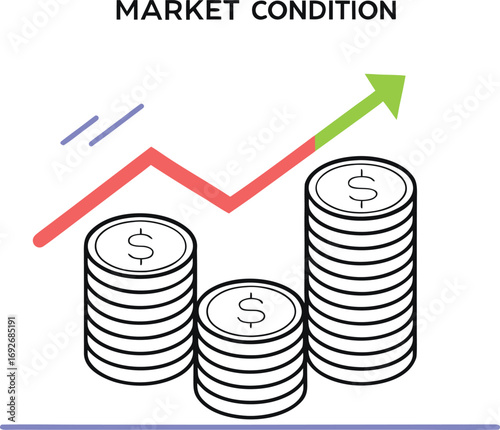 Abstract financial market data visualization with dynamic lines and charts representing economic trends and growth