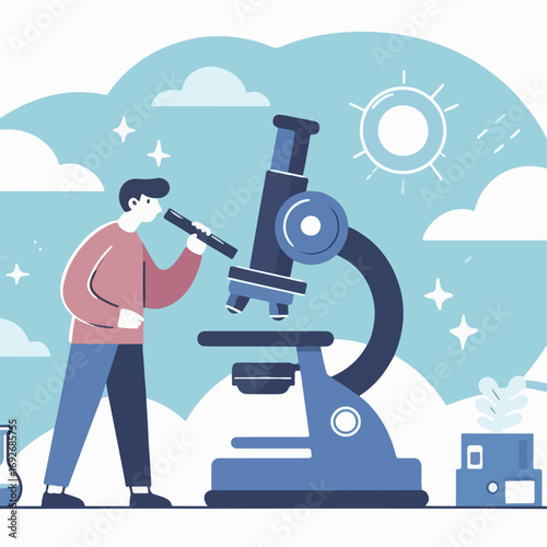 illustraition of a person using a microscope 