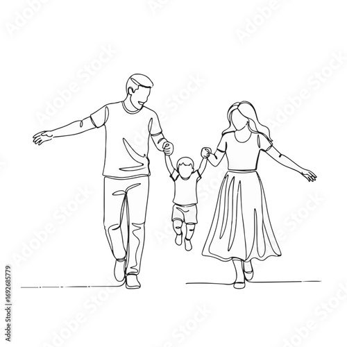 Sketch of a couple, Family Unity Icon with Holding Hands