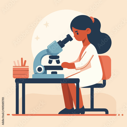 illustraition of a person using a microscope 