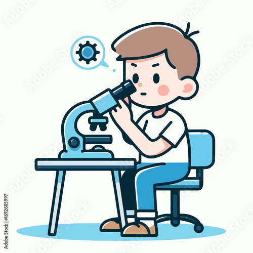 illustraition of a person using a microscope 