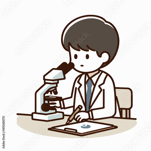 illustraition of a person using a microscope 