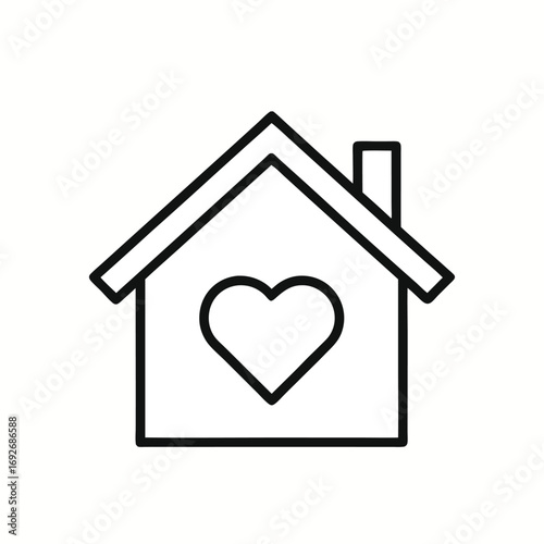 House icon with heart, House with heart shape icon , love home symbol, Home with heart shape icon , home house love heart favorite icon on white background stay home