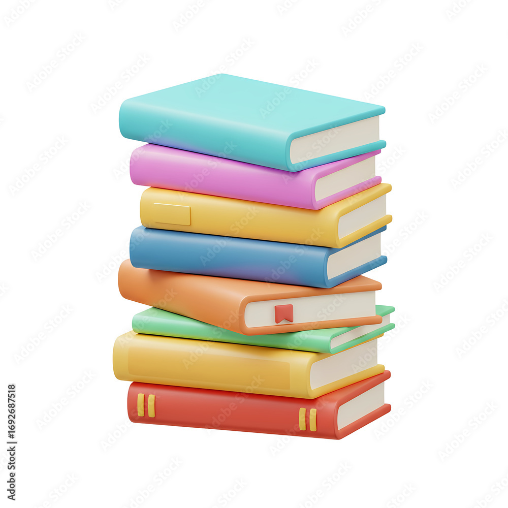 Fototapeta premium Stack of Colorful Books Illustration for Learning and Education Materials