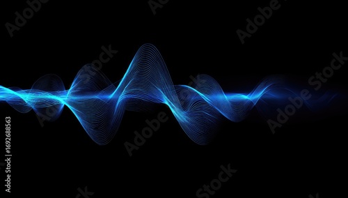 Abstract blue wave pattern on black background