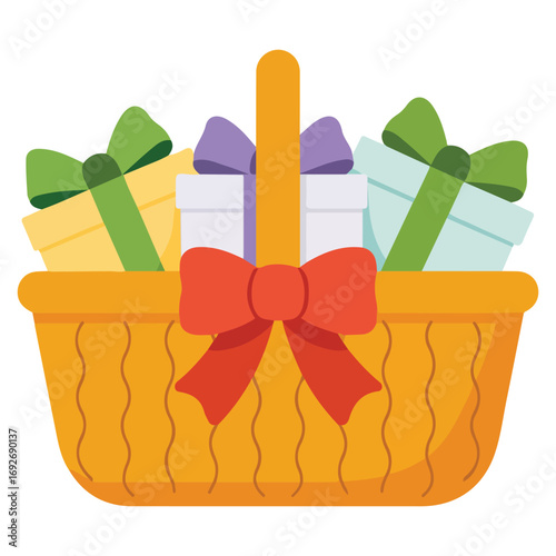 Raffle basket with presents icon avatar logotype isolated vector illustration on white