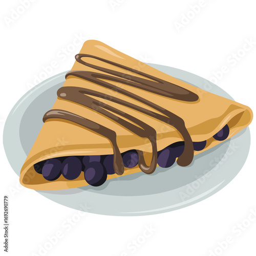 Crepes on plate cartoon food illustration vector isolated on white background