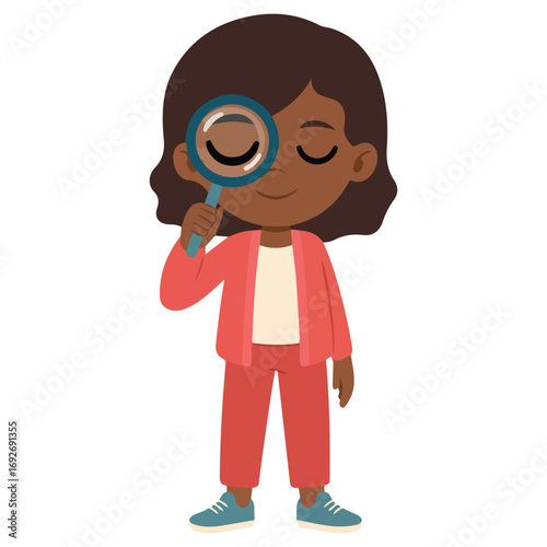 African American schoolgirl cheerful back to school concept cute cartoon character