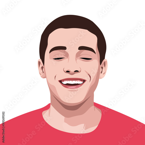 Handsome young man smiling face expression male emotion avatar cartoon character vector