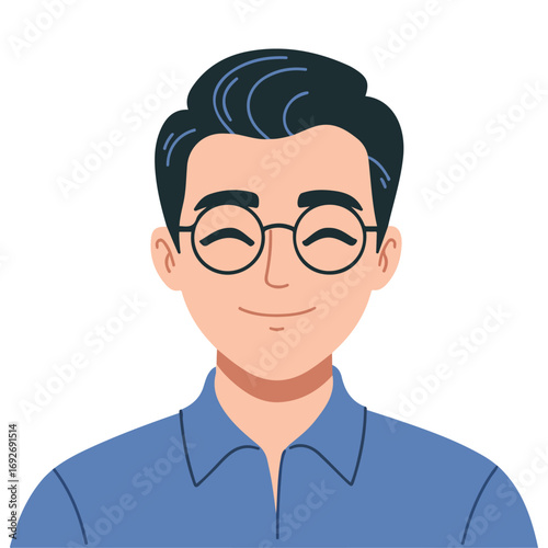 Neutral calm man face expression male emotions handsome cartoon character vector