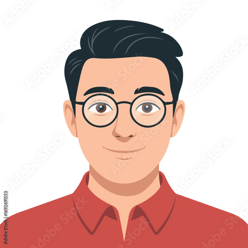 Man neutral calm face expression male emotions handsome cartoon character vector