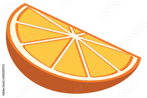 Orange Slice With Yellow Segments And White Outline On White citrus fruit