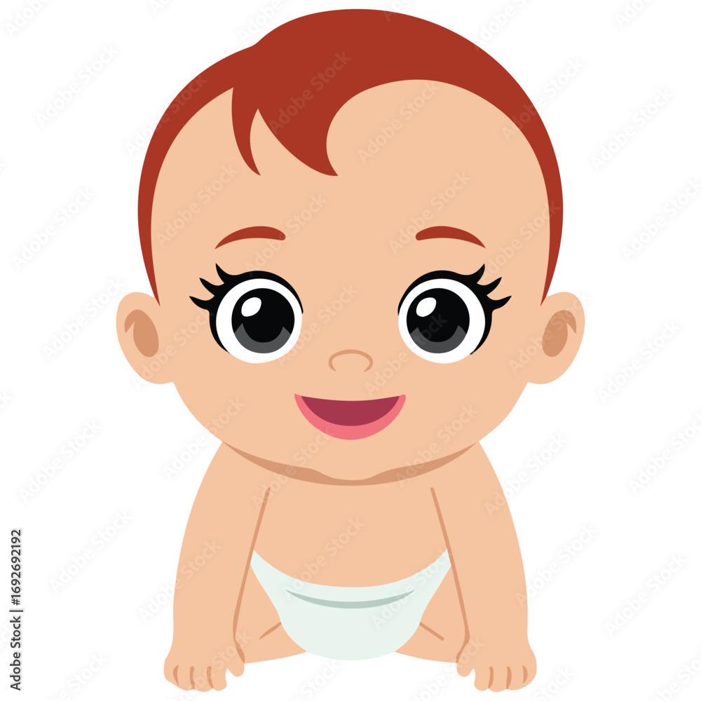 Obraz premium Cartoon character crawling little baby boy vector illustration isolated on white