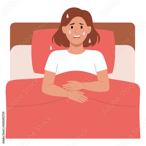 Sweating during sleep night sweat hot flashes menopause disease symptoms vector