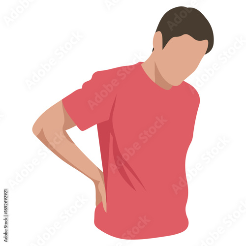 Man holding his back in pain lower back pain backache concept vector illustration