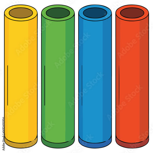 Pool noodle floats stack foam swimming pool noodles isolated vector illustration