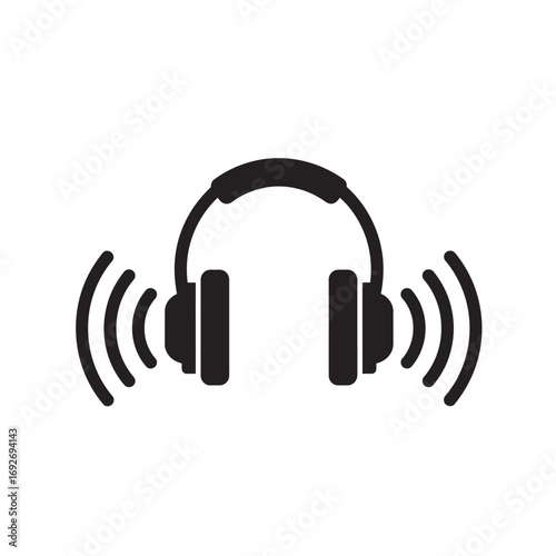 Headphones broadcasting sound waves, perfect for music, podcasts, or audio projects, ideal for creatives
