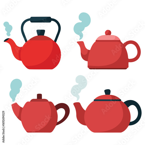 Tea fresh brewed teapot pour cup tea vector illustration logo ceramic teapot