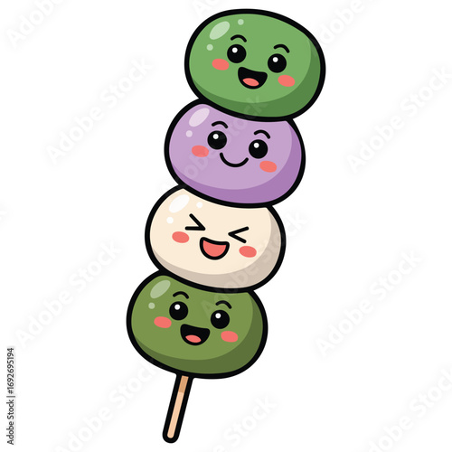 Mochi character design wallpaper free space text vector illustration on white