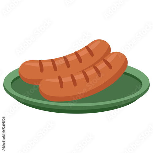 Traditional German sausage platter served as beer snack appetizer vector illustration