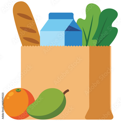 Various beverage and supermarket products isolated vector illustration on white background