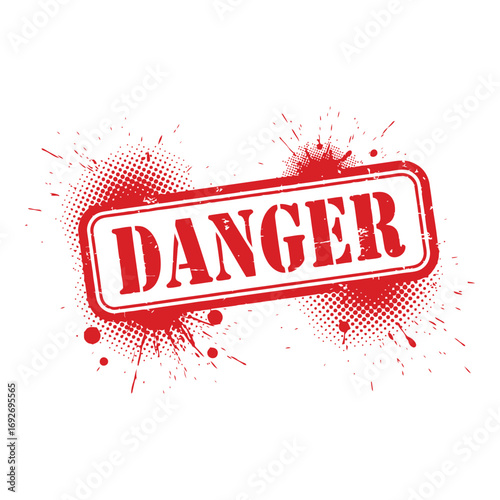 Vector art of red grunge stamp with the word danger